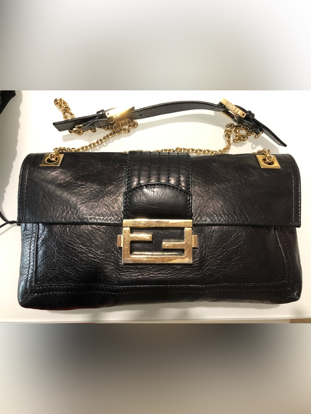 Fendi Classic Black Leather Shoulder Bag
